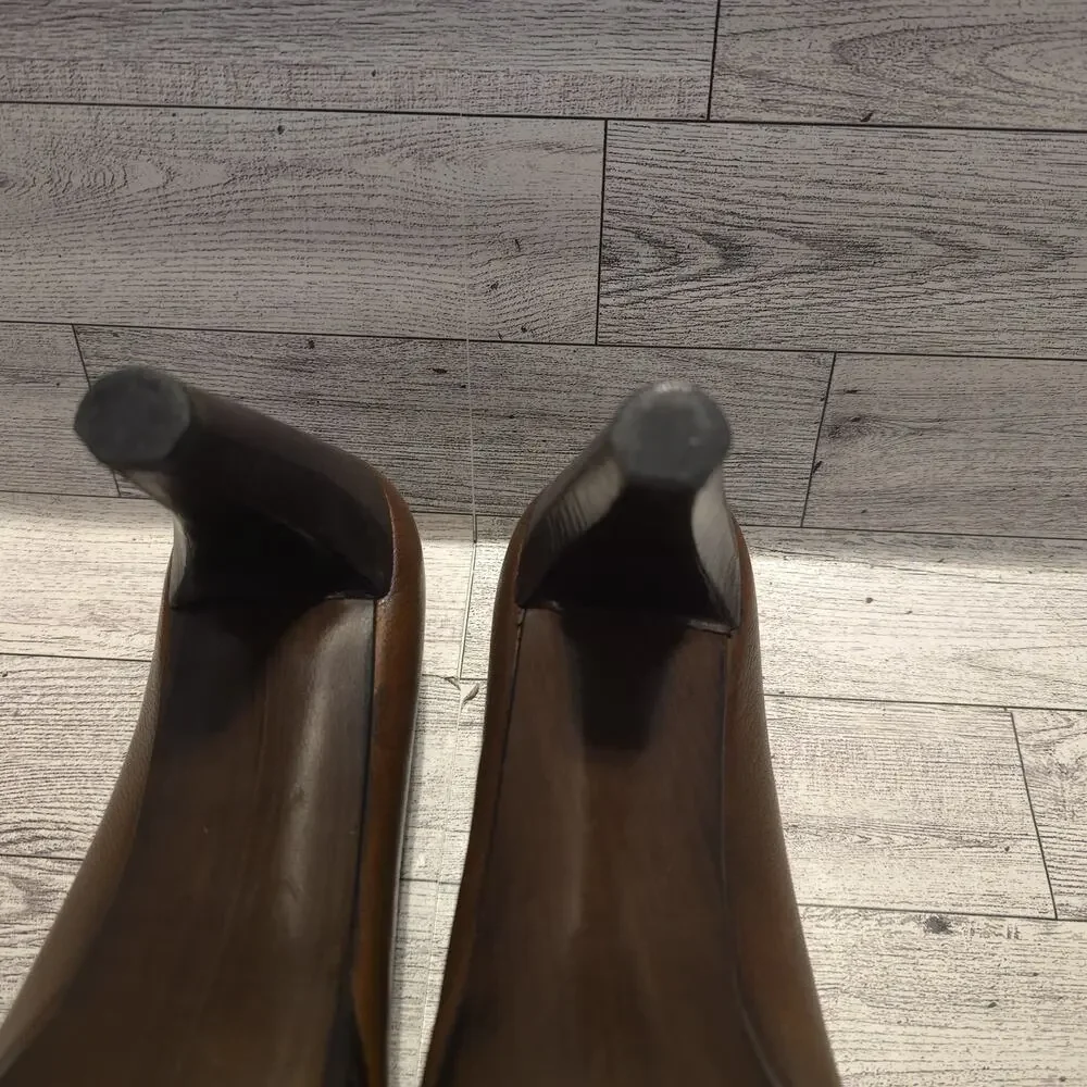 STUART WEITZMAN Brown Leather Platform Pumps 3.5